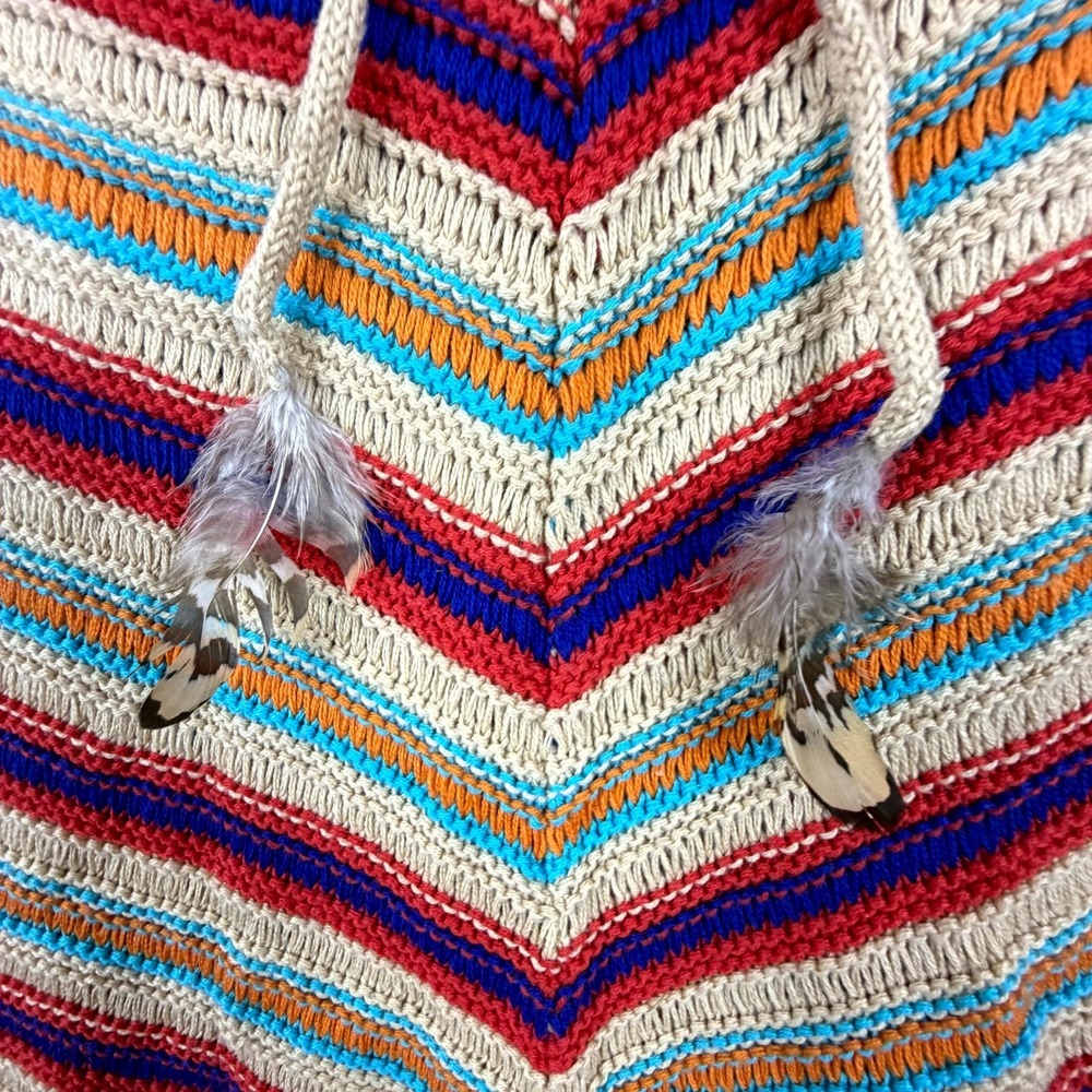 Heart N Crush Tank Sweater Women Small Retro 60s 70s Vibes Feather Knit Festival - Picture 5 of 6